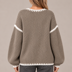 Oversized Jumper Women Chunky Knit Contrast Stitch 3