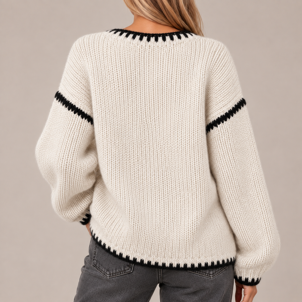 Oversized Jumper Women Chunky Knit Contrast Stitch 5