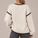 Oversized Jumper Women Chunky Knit Contrast Stitch 5