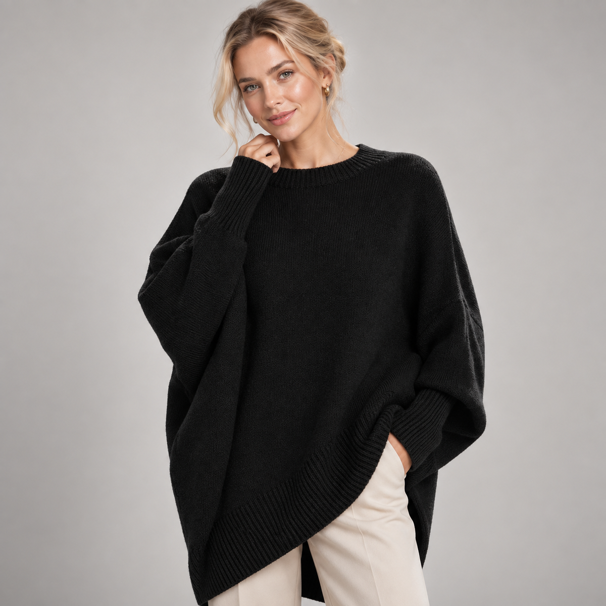 Oversized Jumper Women Poncho Style Fit 4