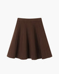 Women’s Pleated Mini Skirt – Elegant A-Line Knit Skater Skirt-Skirts-Brown-One size-Nausin