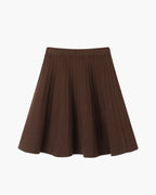 Women’s Pleated Mini Skirt – Elegant A-Line Knit Skater Skirt-Skirts-Brown-One size-Nausin