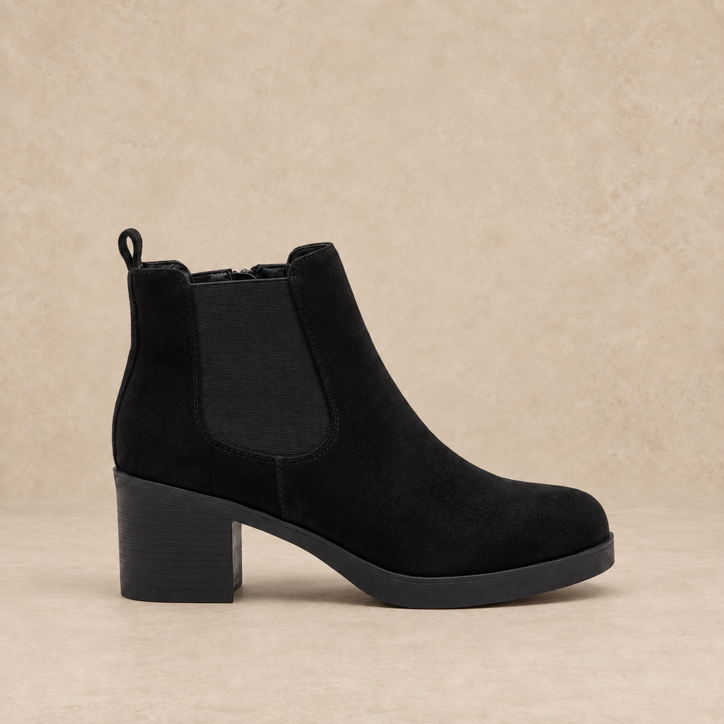 Platform Chelsea Boots in Suede with Block Heel 0