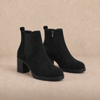 Platform Chelsea Boots in Suede with Block Heel 1