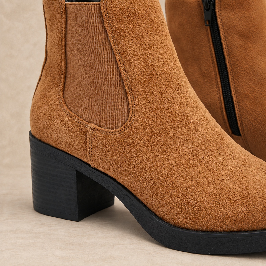 Platform Chelsea Boots in Suede with Block Heel 13