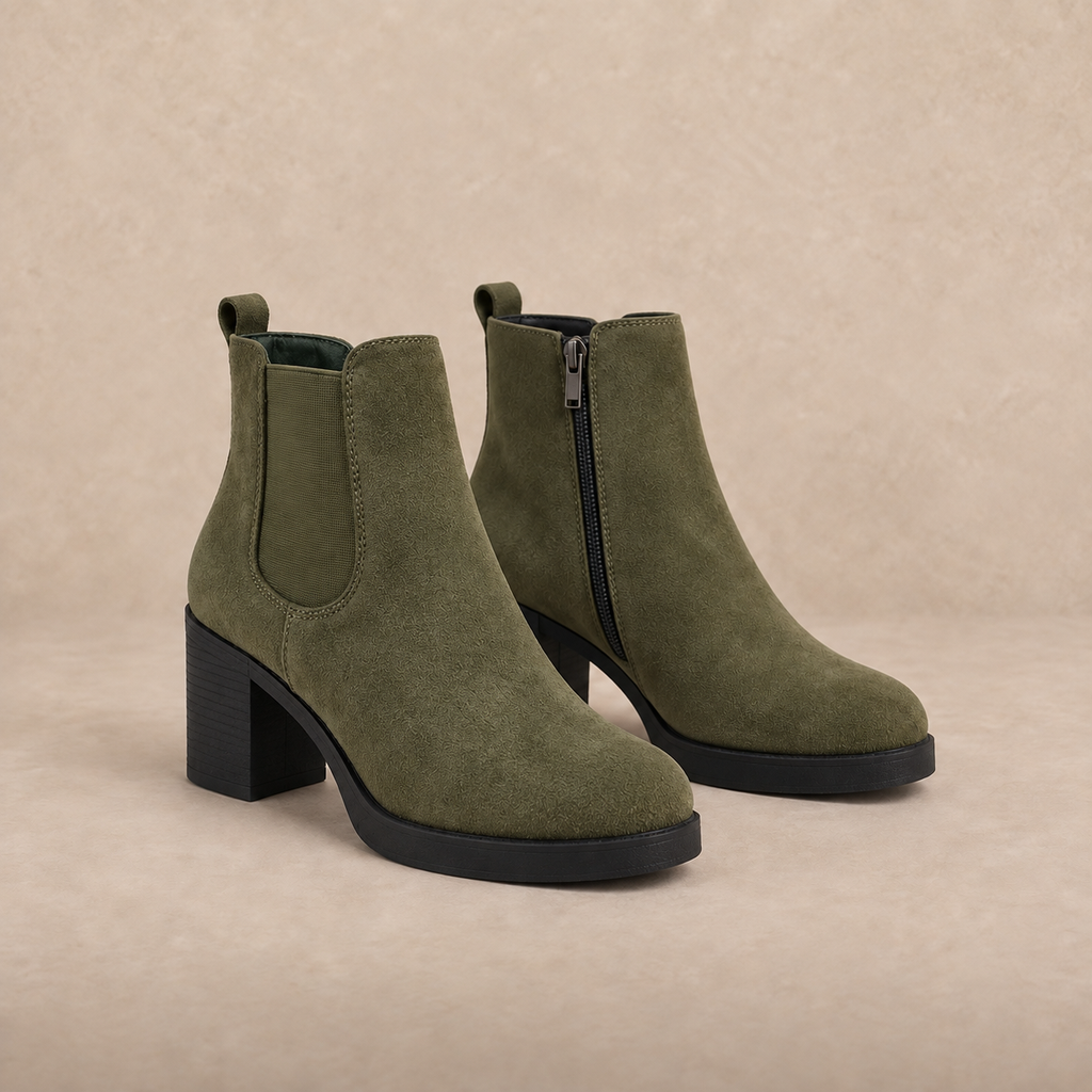 Platform Chelsea Boots in Suede with Block Heel 5