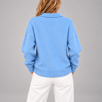 Polo Collar Jumper Women Half Button Relaxed Fit Soft Knit 1