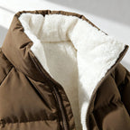 Puffer Jacket Women Quilted Fleece Lined High Neck with Zip Front 2