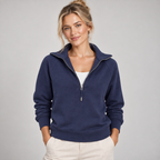 Quarter Zip Jumper Women Relaxed Fit Soft Knit Stand Collar 0
