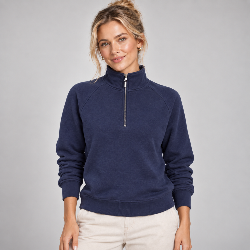 Quarter Zip Jumper Women Relaxed Fit Soft Knit Stand Collar 6