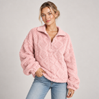 Quarter Zip Jumper Women Textured Fleece Relaxed Fit 2