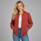 Quilted Bomber Jacket for Women Lightweight Padded Zip Up with Pockets 0