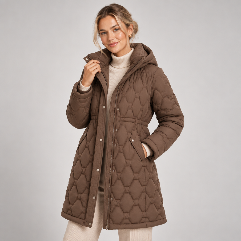 Quilted Parka Coat Women Hooded Longline Insulated 1