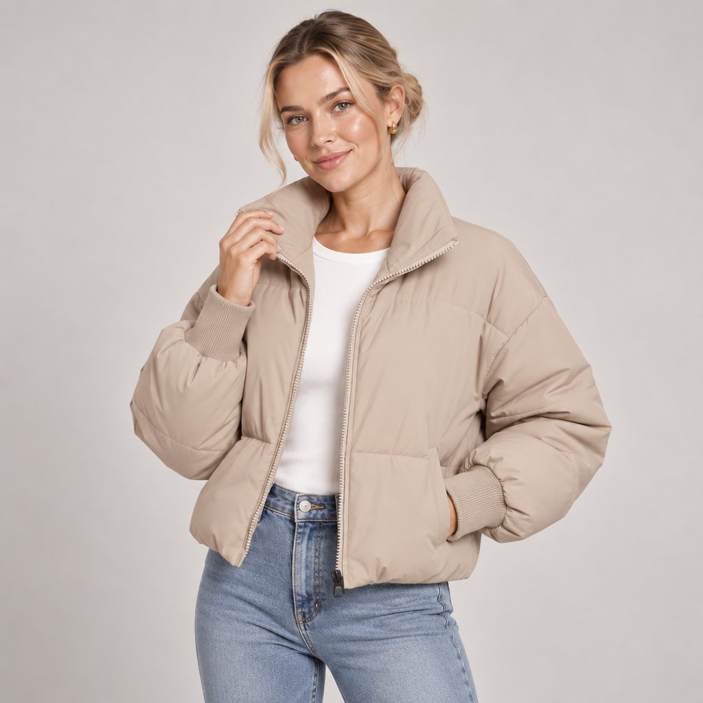 Quilted Puffer Jacket Women Lightweight Zip Front 1