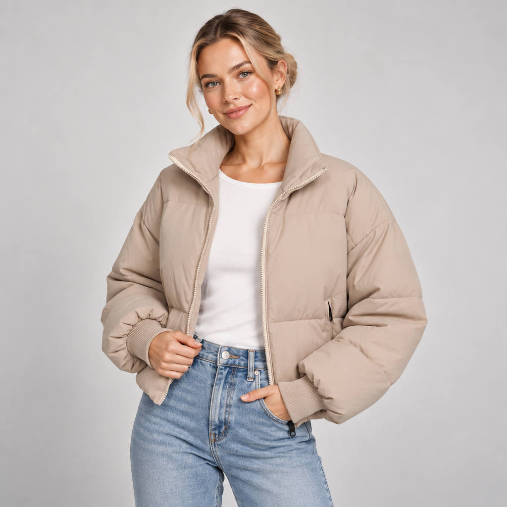 Quilted Puffer Jacket Women Lightweight Zip Front 2