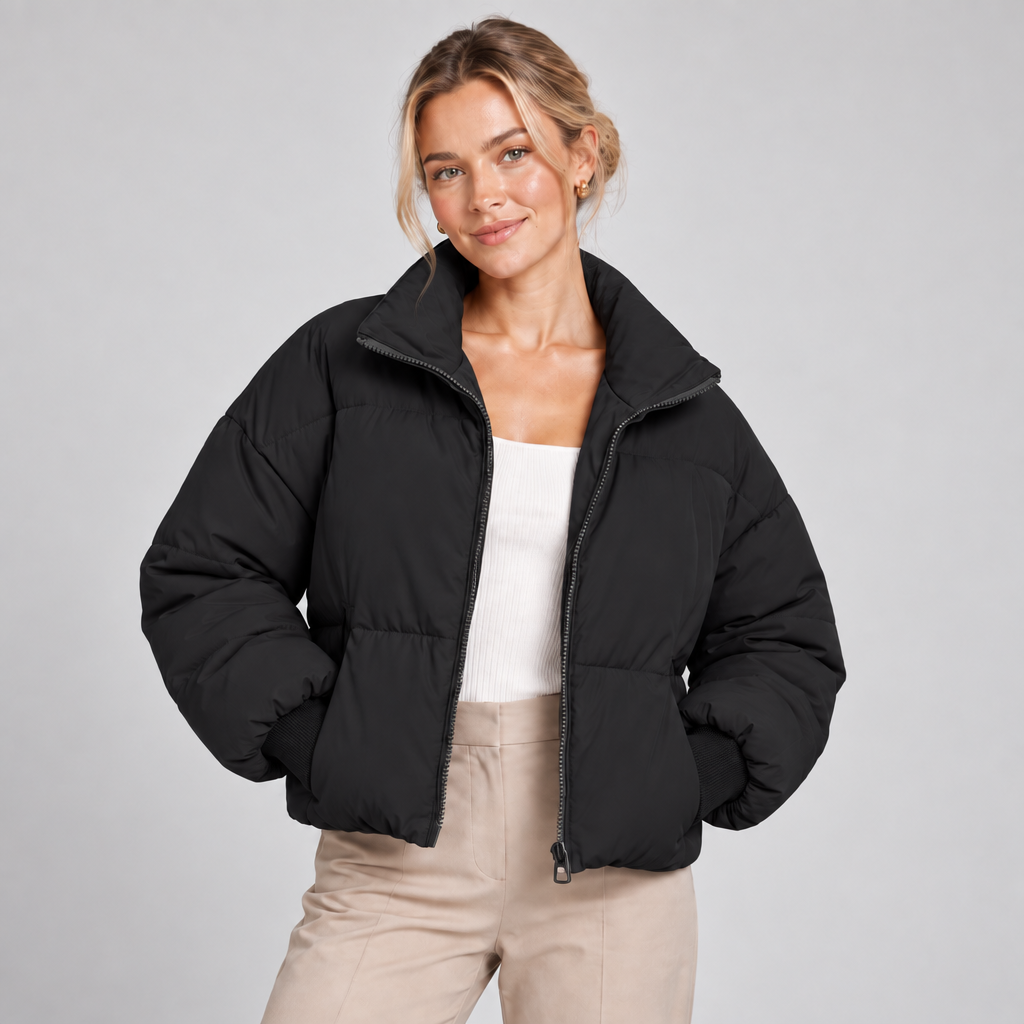 Quilted Puffer Jacket Women Lightweight Zip Front 3