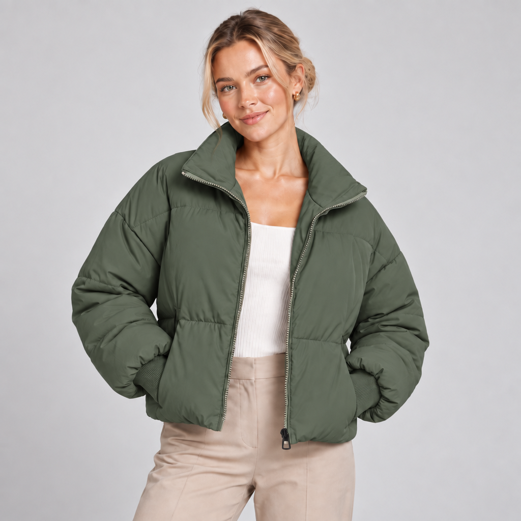 Quilted Puffer Jacket Women Lightweight Zip Front 4