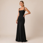 Ruched Bodice Maxi Dress with Square Neck for Wedding Guests 1