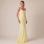 Ruched Bodice Maxi Dress with Square Neck for Wedding Guests 3