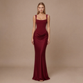 Satin Corset Maxi Dress with Lace-Up Back and Square Neck 13