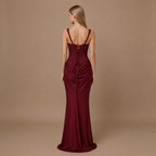 Satin Corset Maxi Dress with Lace-Up Back and Square Neck 15