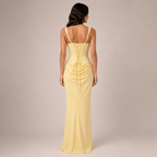 Satin Corset Maxi Dress with Lace-Up Back and Square Neck 23