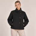 Single Breasted Pea Coat with High Funnel Neck 0