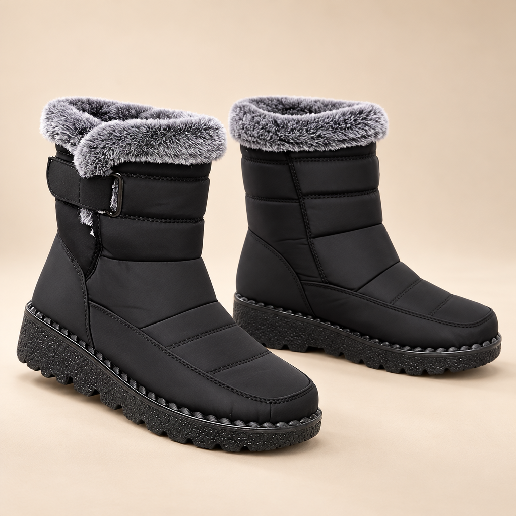 Snow Boots Waterproof Faux Fur Lined Quilted Ankle Boots for Women 0
