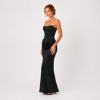 Strapless Satin Maxi Dress with Column Silhouette for Wedding Guest 16