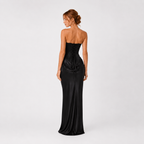 Strapless Satin Maxi Dress with Column Silhouette for Wedding Guest 17