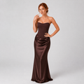 Strapless Satin Maxi Dress with Column Silhouette for Wedding Guest 22