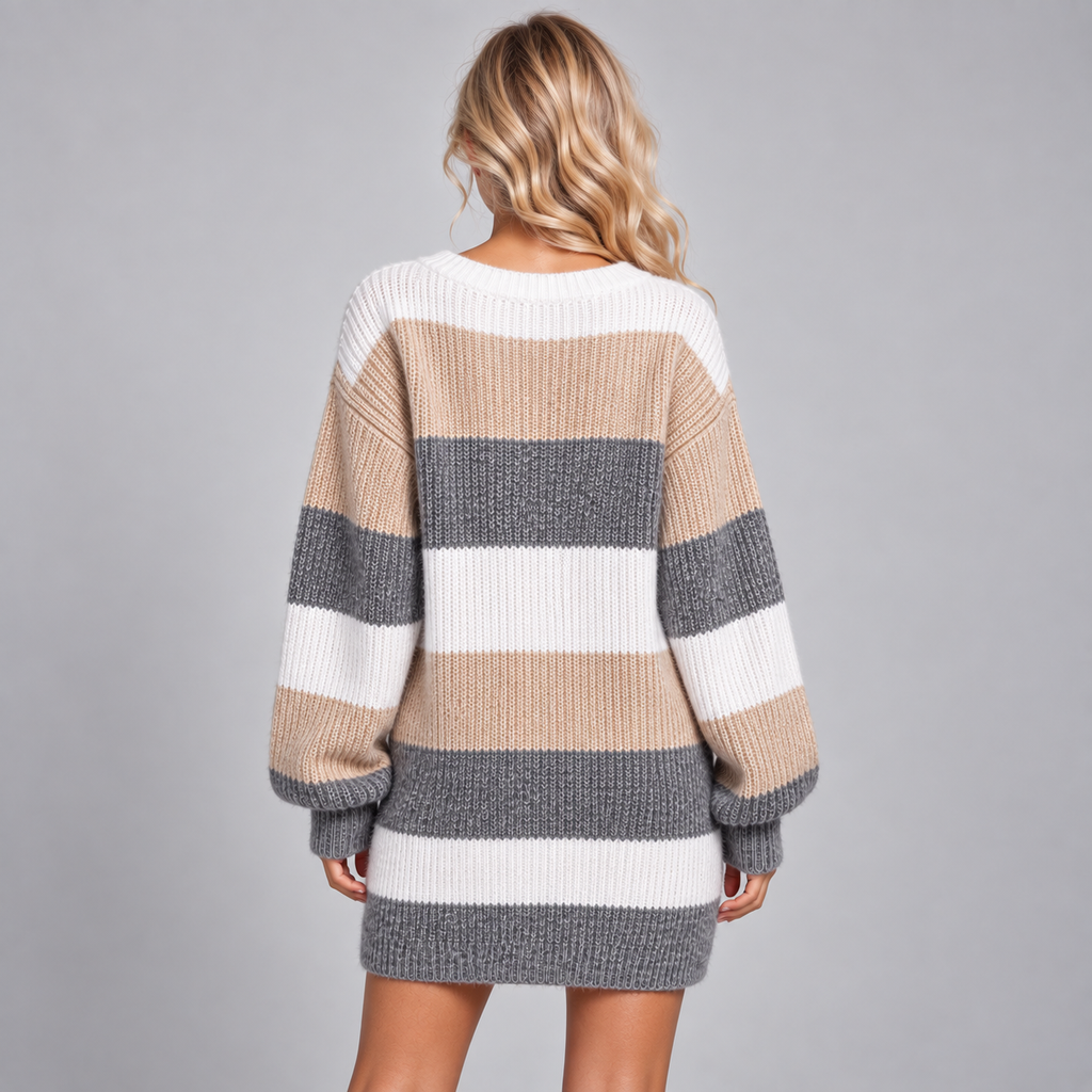 Striped Jumper Dress Women Oversized Knit 3