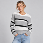 Striped Jumper Women Crew Neck Relaxed Fit 0
