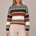 Striped Jumper Women Oversized Chunky Knit Crew Neck 0