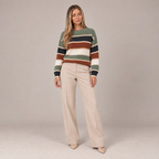 Striped Jumper Women Oversized Chunky Knit Crew Neck 3