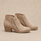 Suede Ankle Boots with Block Heel and Side Zip 3