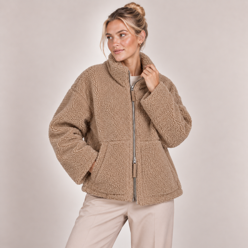 Teddy Fleece Jacket Women Oversized Zip Up with Pockets 2