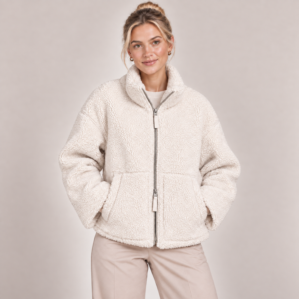 Teddy Fleece Jacket Women Oversized Zip Up with Pockets 4