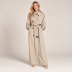 Trench Coat Long Double Breasted Oversized with Belt 0