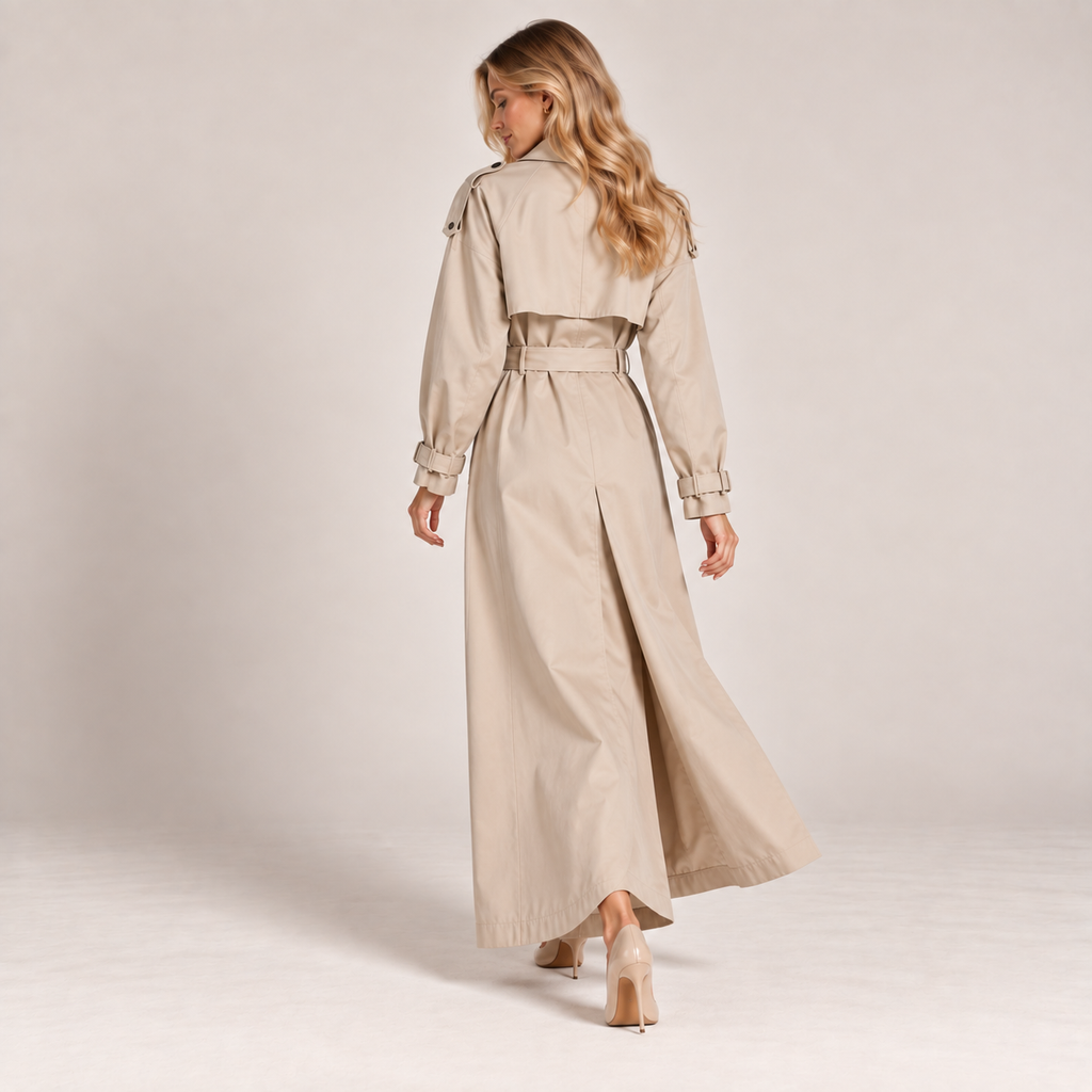 Trench Coat Long Double Breasted Oversized with Belt 2