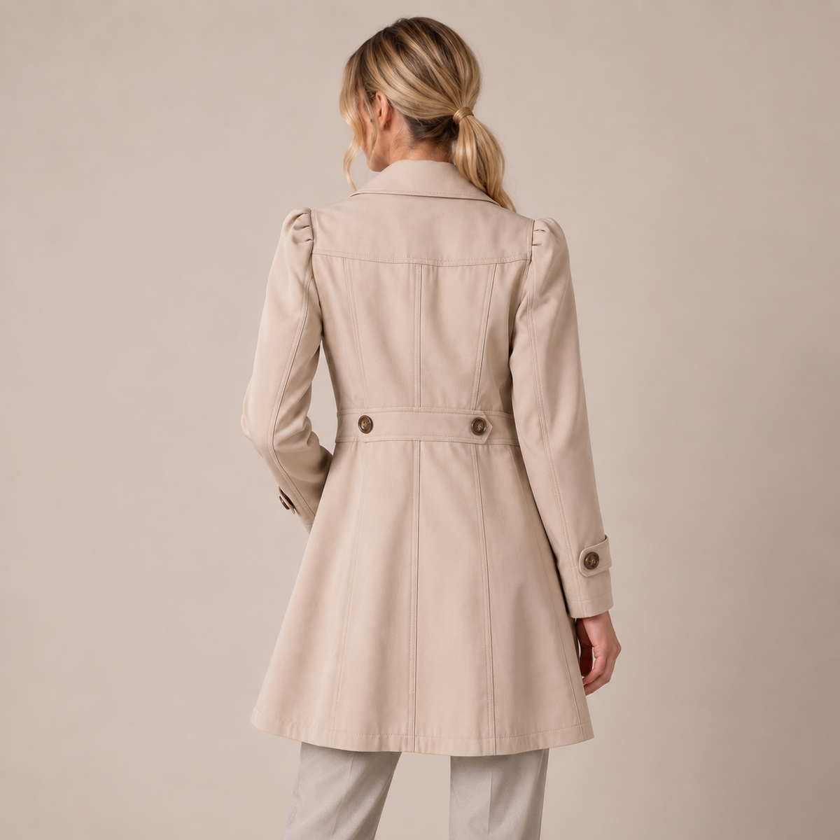 Trench Coat Women Belted Lightweight with Tailored Fit and Pockets 1