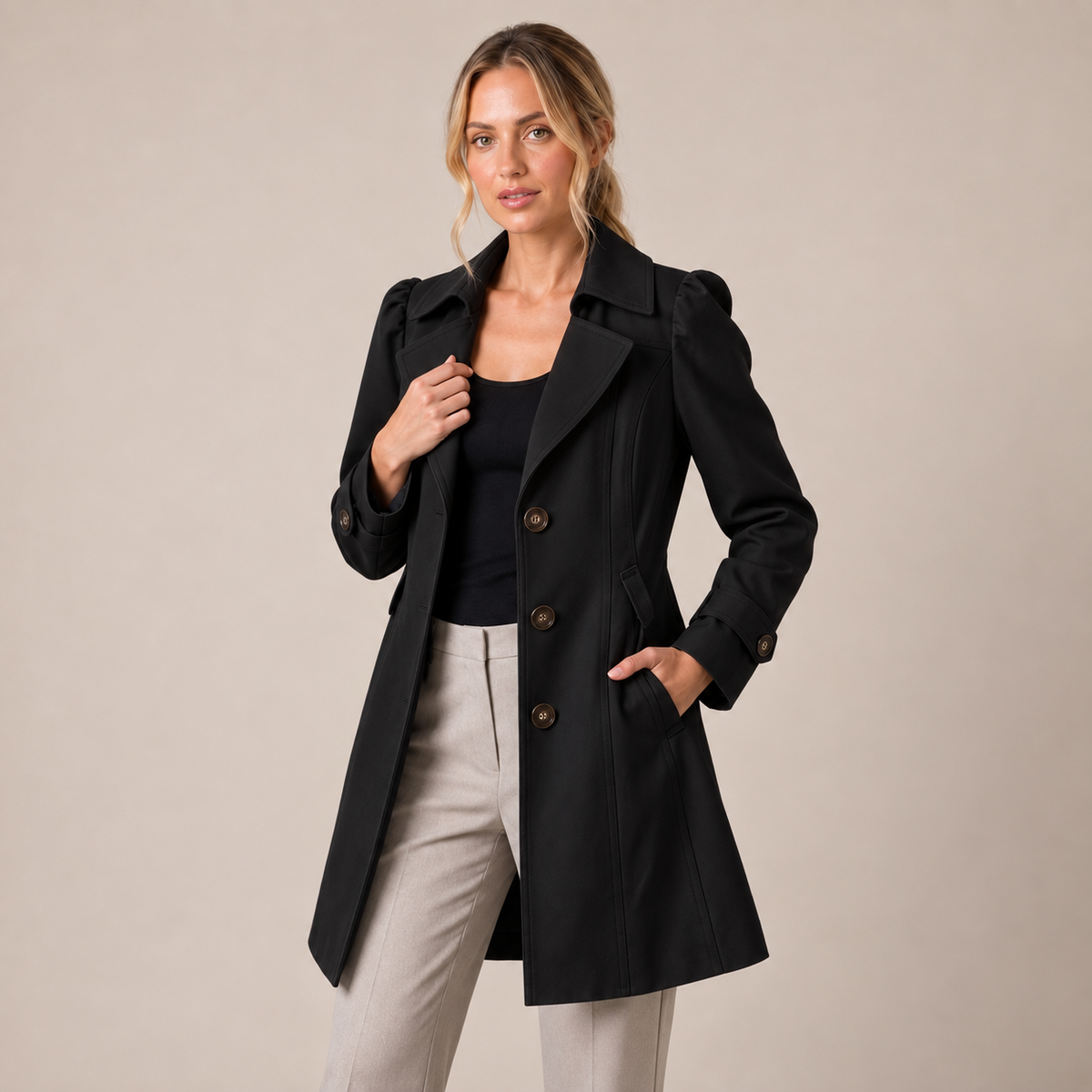 Trench Coat Women Belted Lightweight with Tailored Fit and Pockets 2