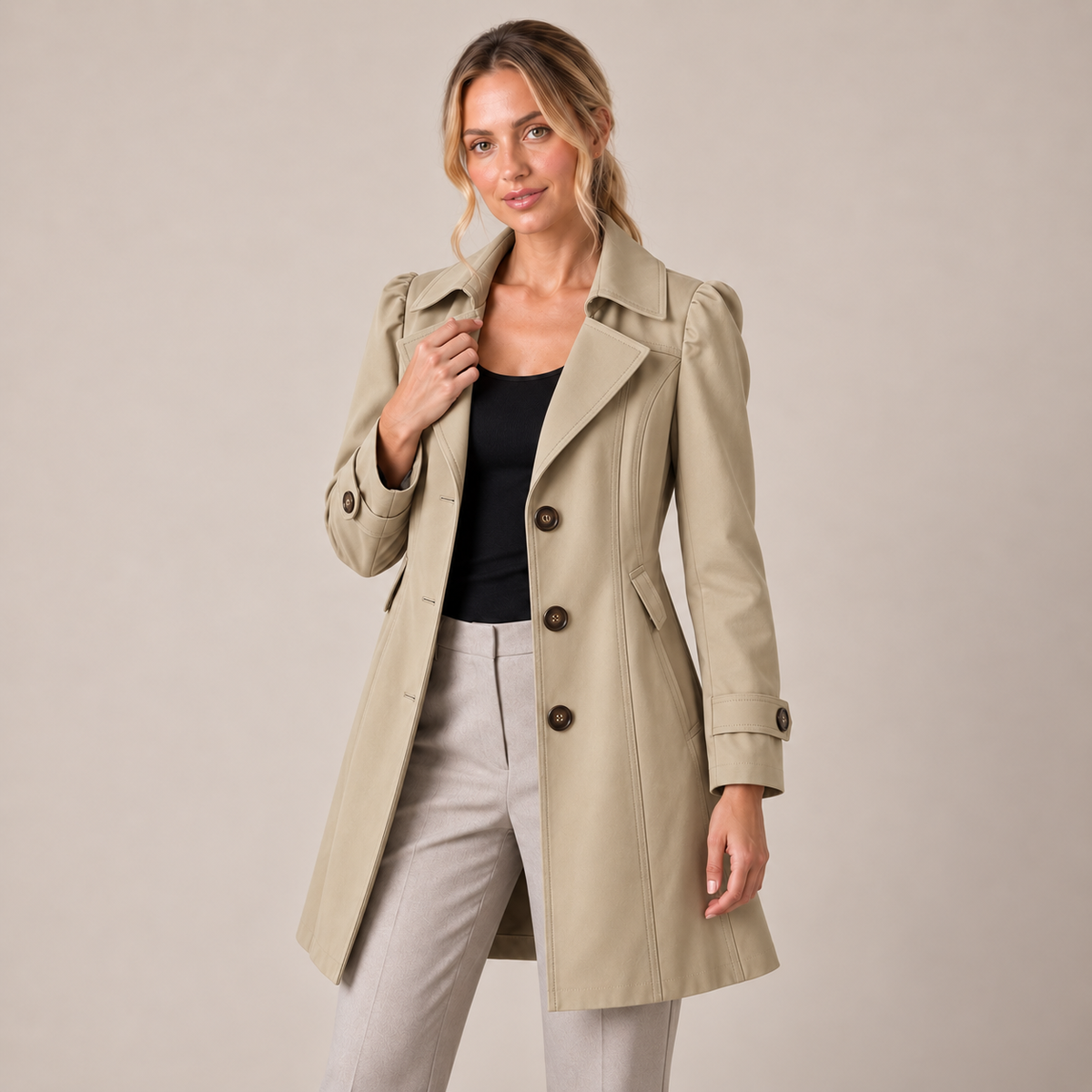 Trench Coat Women Belted Lightweight with Tailored Fit and Pockets 3