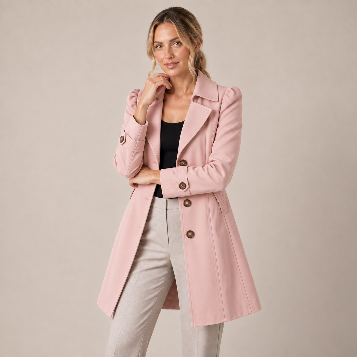 Trench Coat Women Belted Lightweight with Tailored Fit and Pockets 4