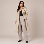 Trench Coat Women Belted Mid-Length Relaxed Fit with Notch Lapels 1