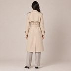 Trench Coat Women Belted Mid-Length Relaxed Fit with Notch Lapels 3