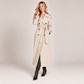Trench Coat Women Longline Lightweight with Structured Lapels 0