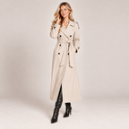 Trench Coat Women Longline Lightweight with Structured Lapels 0