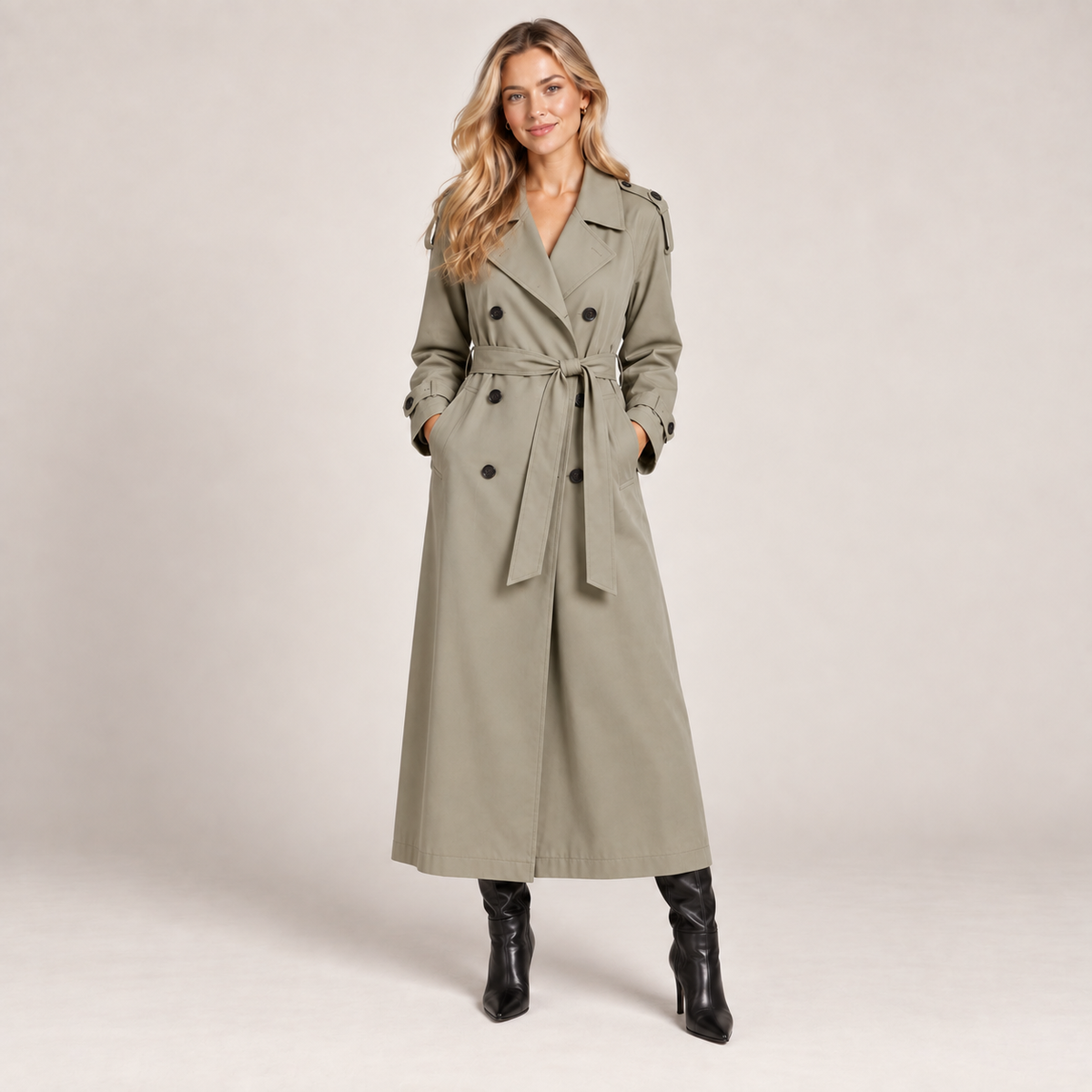 Trench Coat Women Longline Lightweight with Structured Lapels 2