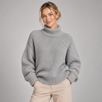 Turtleneck Jumper Women Chunky Knit Oversized Fit 2